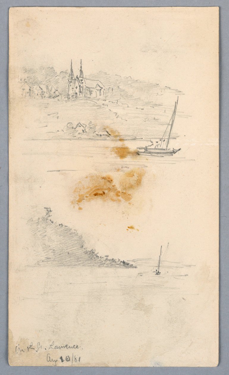 Zwei Skizzen von Segelbooten in St. Lawrence von Arnold William Brunner