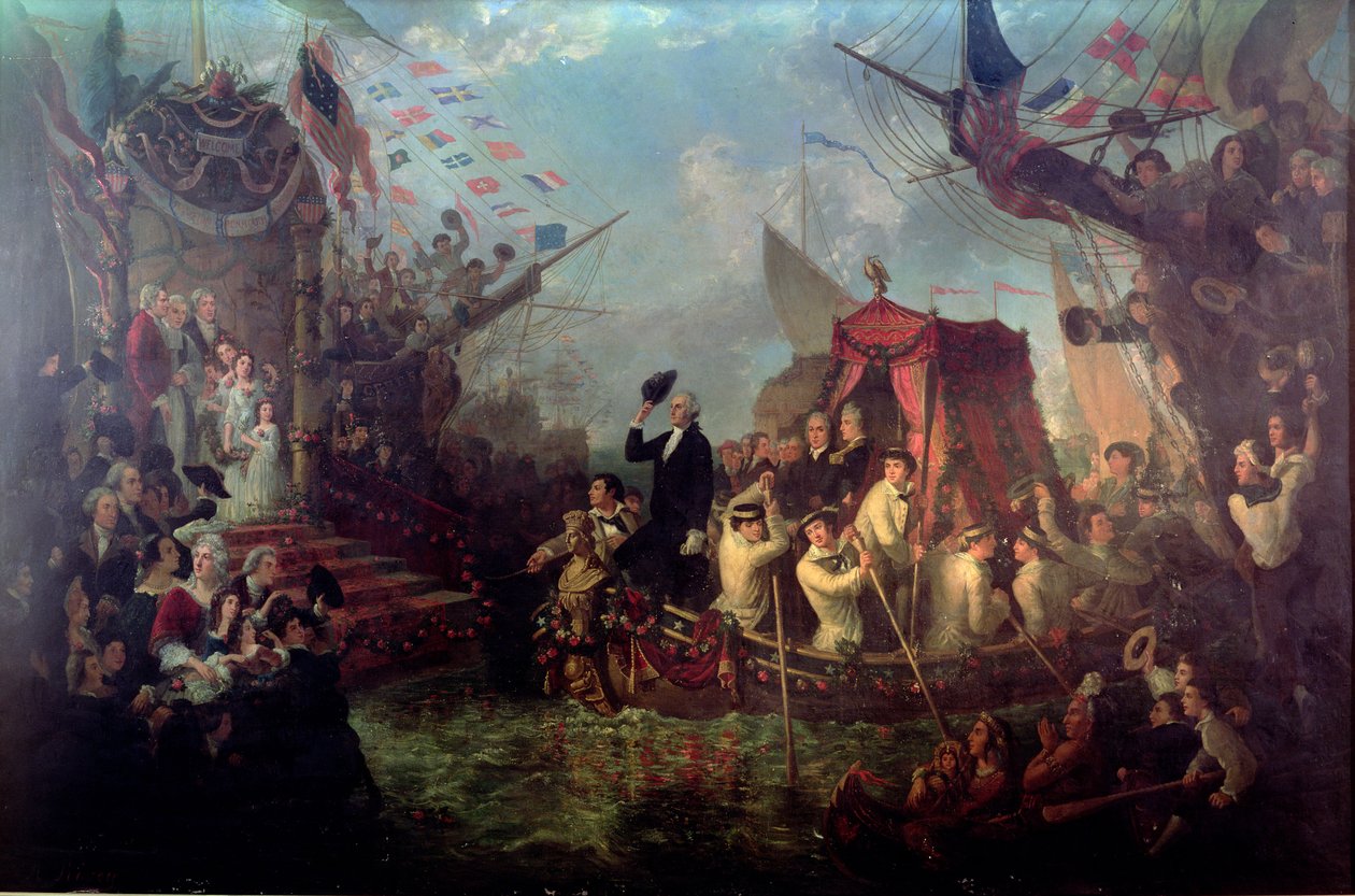 George Washington kommt in New York City an, 30. April 1789 von Arsene Hippolyte Rivey