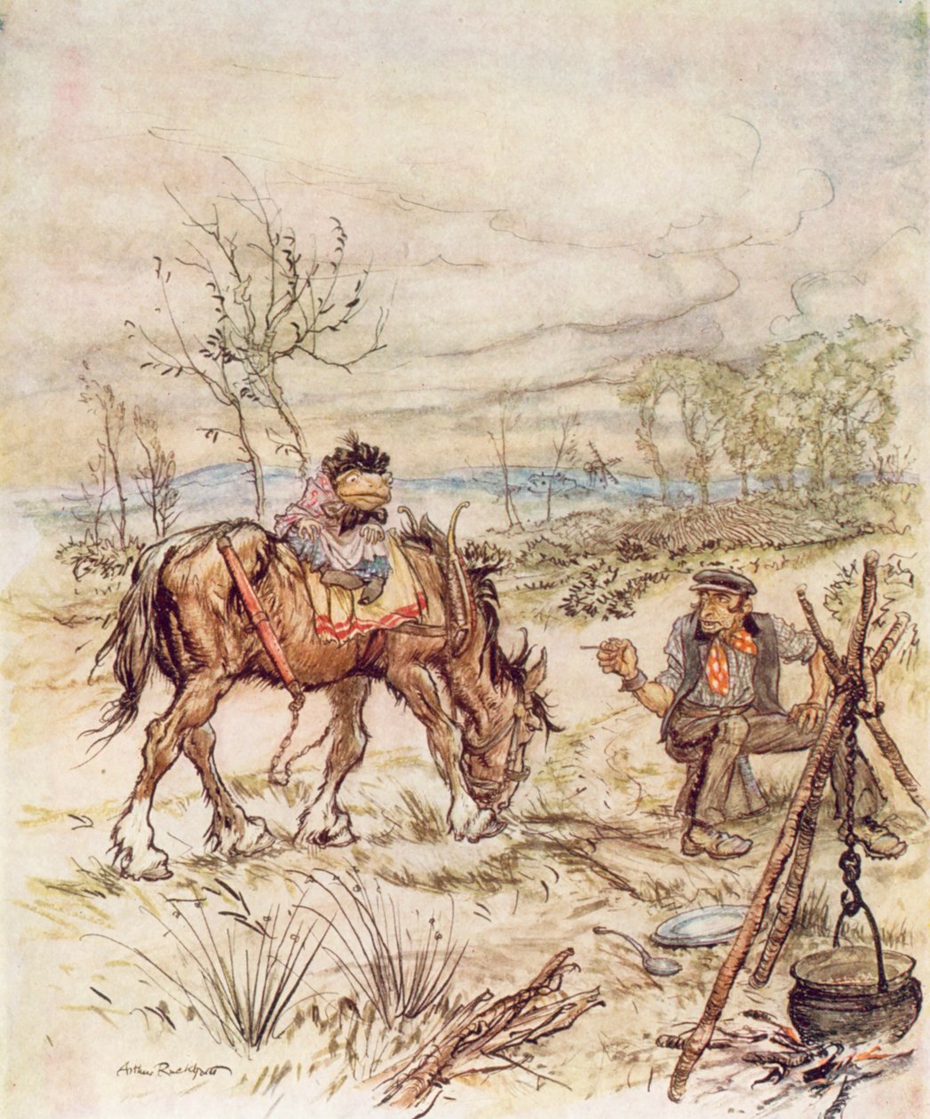 Illustration für Der Wind in den Weiden von Kenneth Grahame von Arthur (after) Rackham