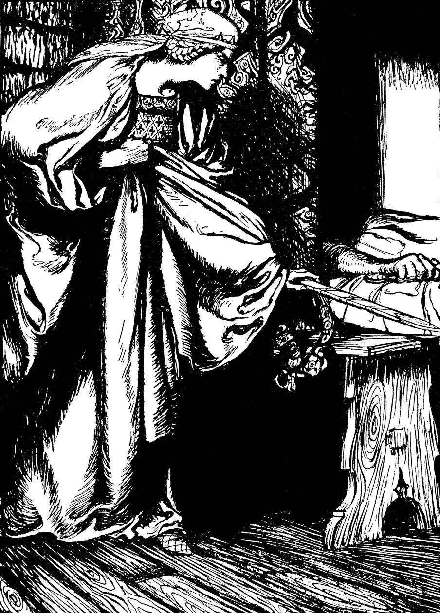 Morgan le Fay stiehlt Arthurs Schwert von Arthur (after) Rackham