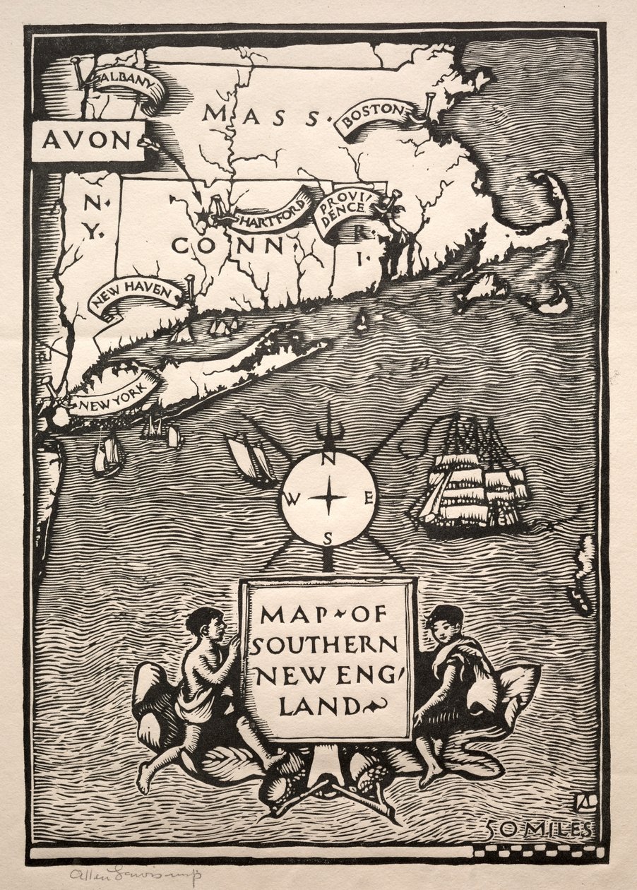 Karte von Süd-Neuengland von Arthur Allen Lewis