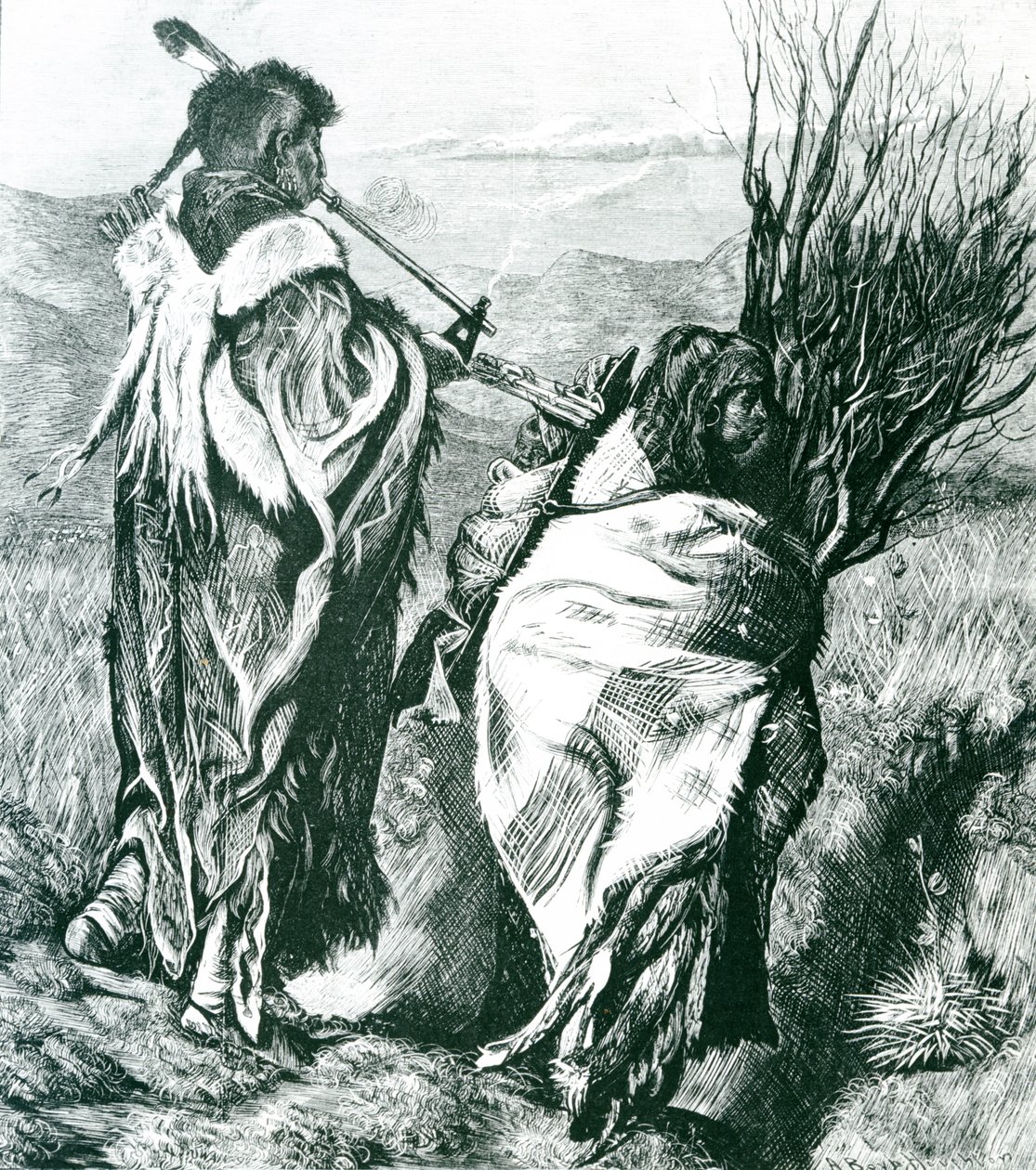 Hiawatha und Minne-Ha-Ha, graviert von Joseph Swain (1820-1909) 1870 (Gravur) (s/w Foto) von Arthur Boyd (after) Houghton