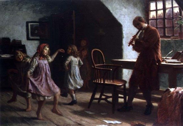 Kinder tanzen vor Oliver Goldsmith von Arthur Claude Cooke