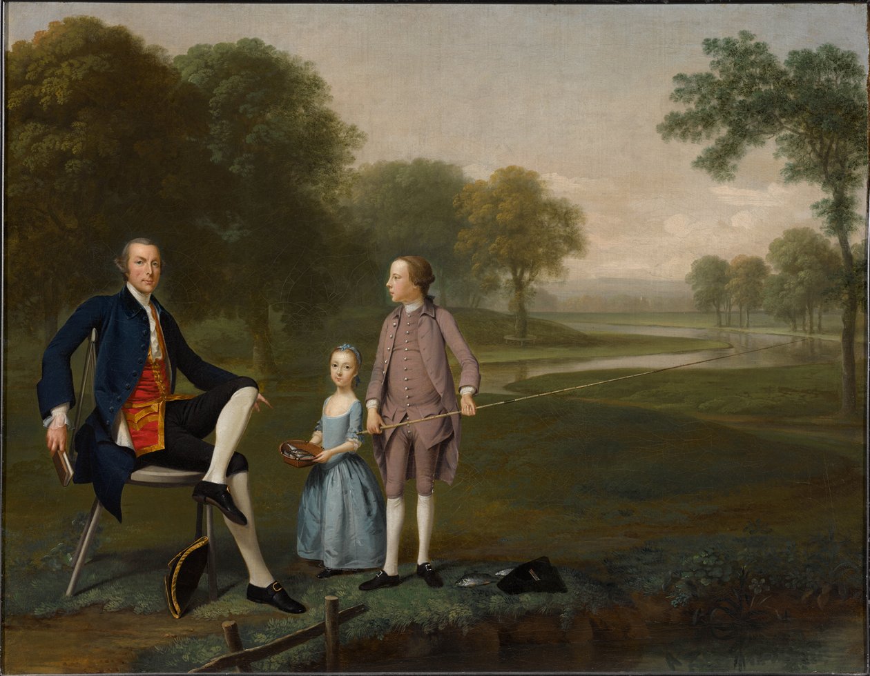Richard Moreton, Esq. von Tackley mit seinem Neffen und seiner Nichte John und Susanna Weyland von Arthur Devis