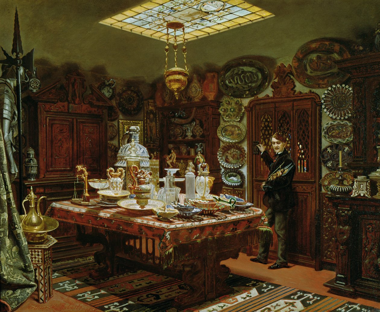 Innenraum des Sammlungsraums von Monsieur Sauvageot, 1856 von Arthur Henri Roberts