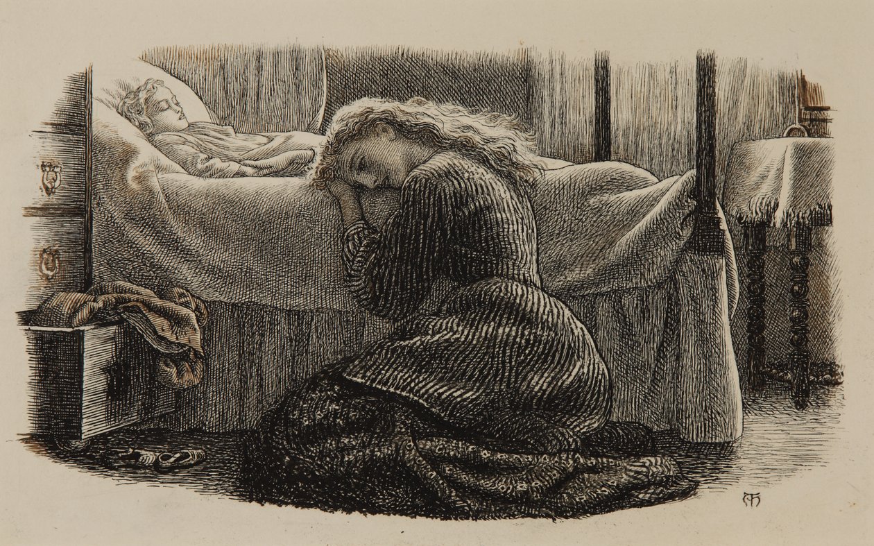 Der Tod des jüngsten Kindes, ca. 1865 von Arthur Hughes