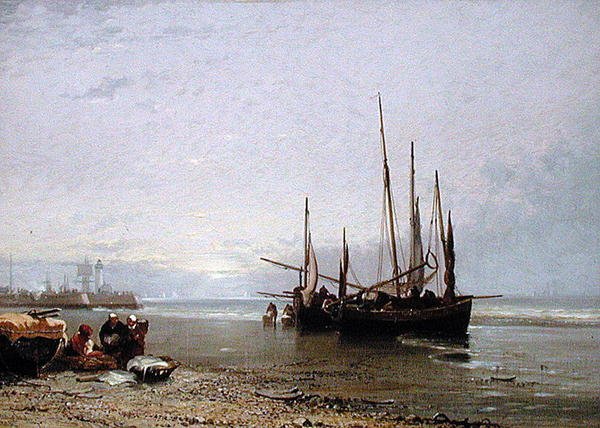 Luggers am Strand von Treport von Arthur Joseph Meadows