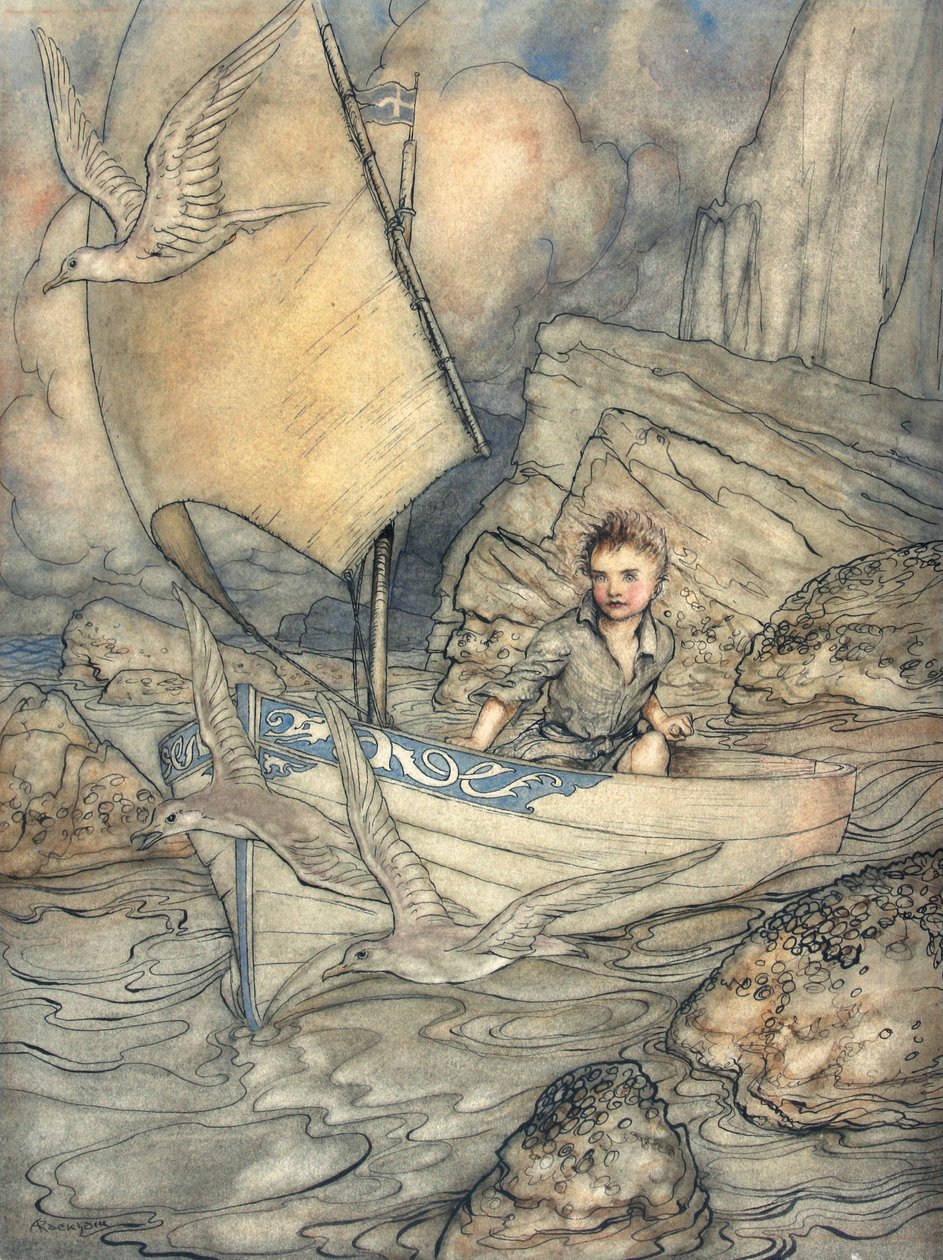 Die Zukunft eines Kindes, Illustration aus The Springtide of Life: Poems of Childhood von Algernon Charles Swinburne, 1918 von Arthur Rackham