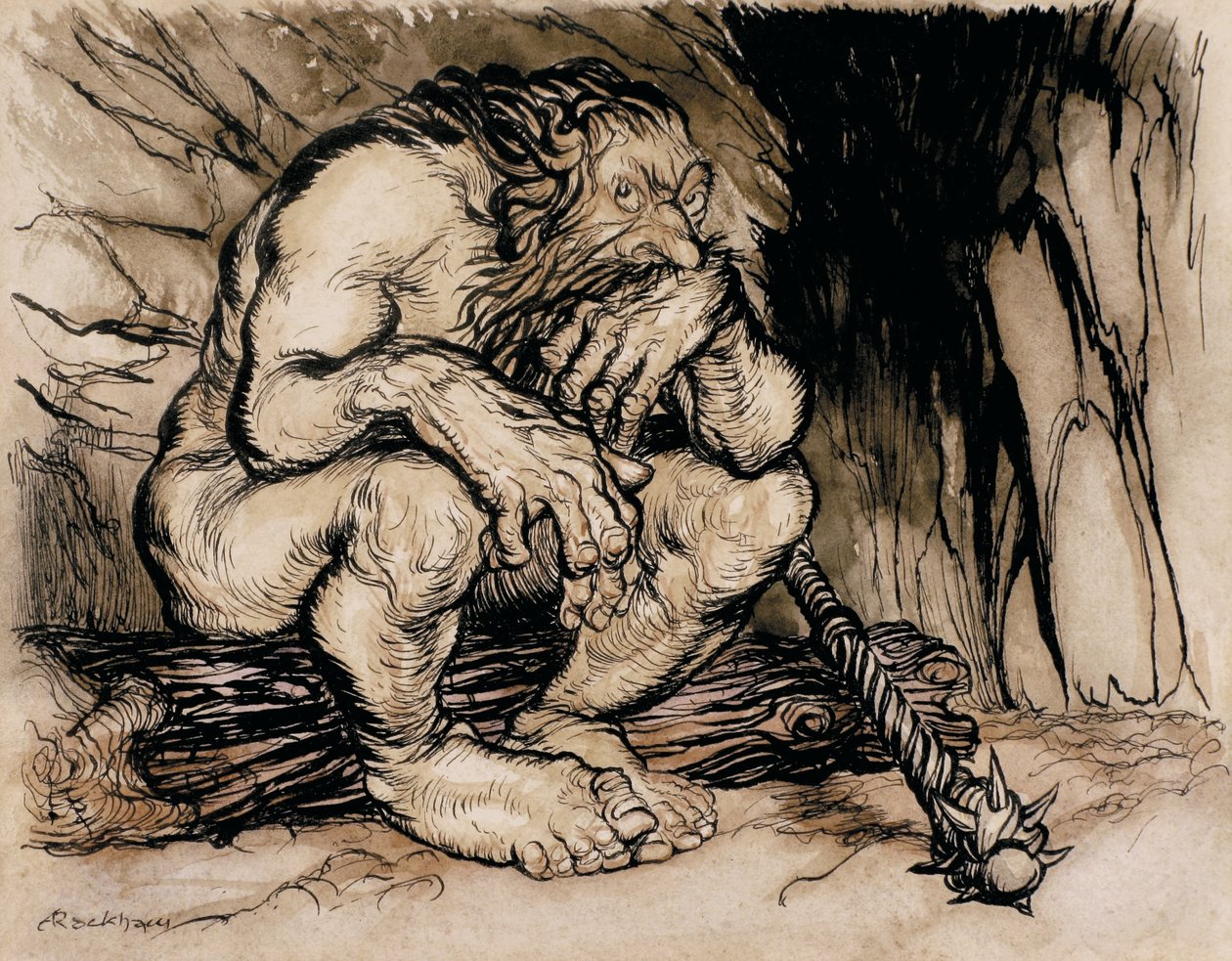 Ein schrecklicher Riese, Illustration aus English Fairy Tales, veröffentlicht 1918 von Arthur Rackham