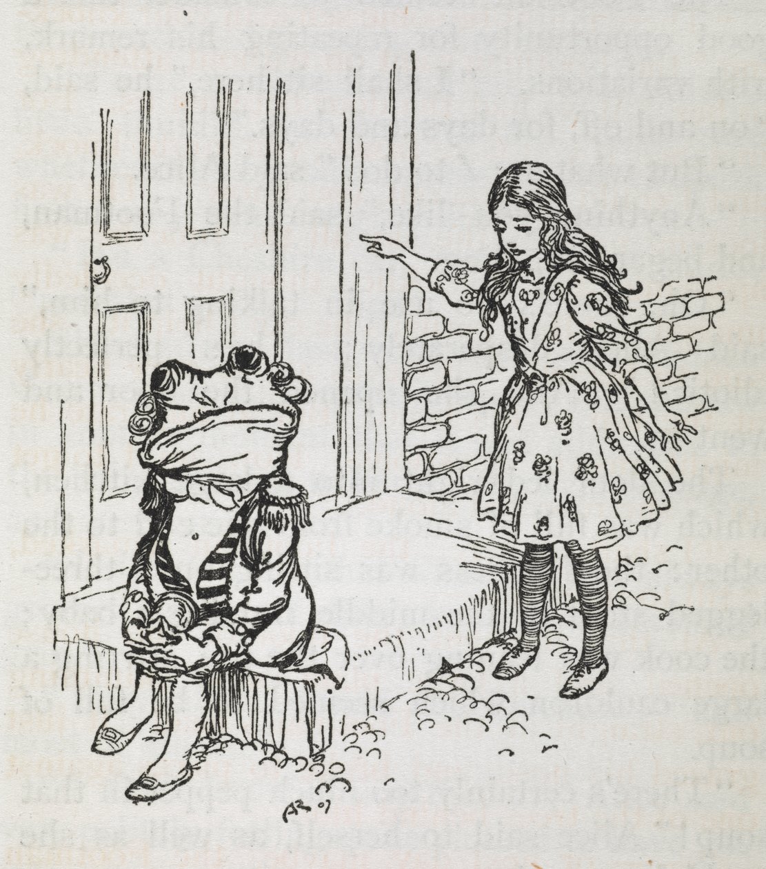 Alice und ein Frosch als Diener verkleidet von Arthur Rackham