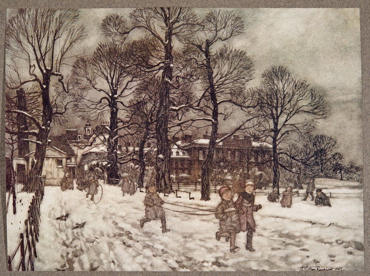 Ein Nachmittag, als die Gärten weiß vom Schnee waren (aus Peter Pan in Kensington Gardens von J. M. Barrie) von Arthur Rackham