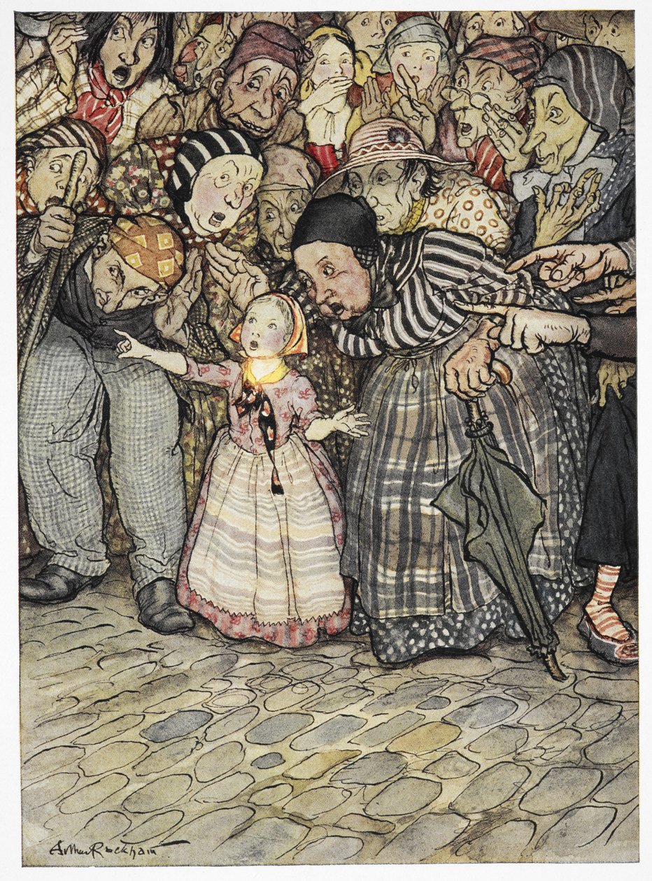 "Aber er hat ja gar nichts an", sagte ein kleines Kind. Farbige Illustration zur Geschichte 