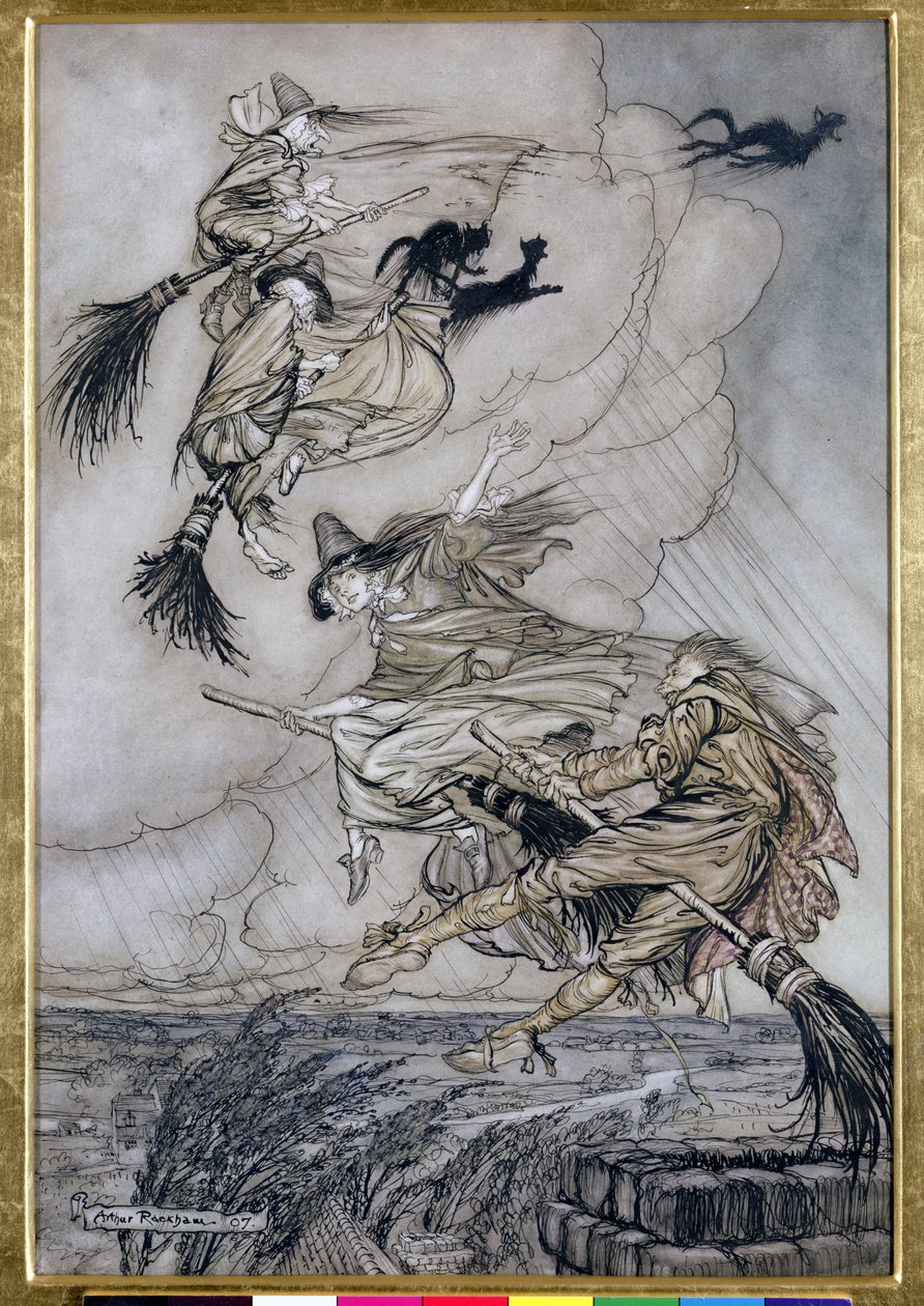 Hey! Hoch den Schornstein, Mädchen! Hey, nach dir!, Illustration in The Ingoldsby Legends of Mirth and Marvels, 1907 von Arthur Rackham