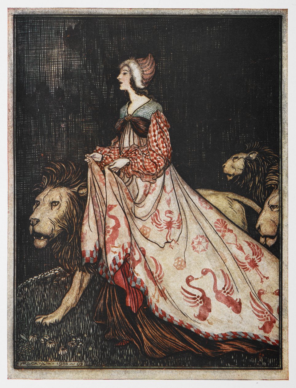 Illustration aus Die Dame und der Löwe von Arthur Rackham