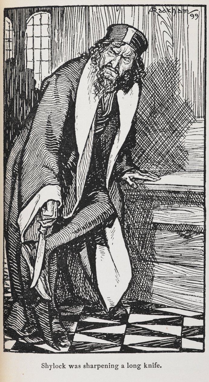 Illustration von Shylock aus Der Kaufmann von Venedig von Arthur Rackham