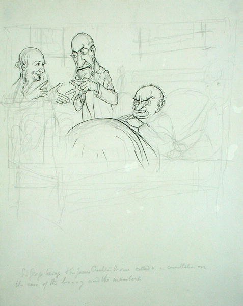 Sir George Savage und Sir James Crichton Browne (1840-1937) zur Beratung über den Fall des BXXXY und der Mitglieder gerufen von Arthur Rackham