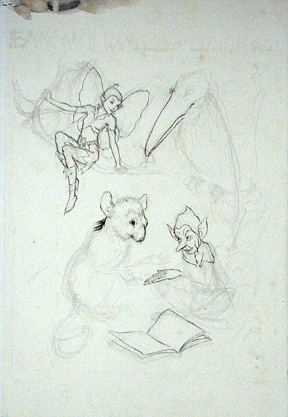 Studie für Emma Williams Burlinghams Exlibris von Arthur Rackham