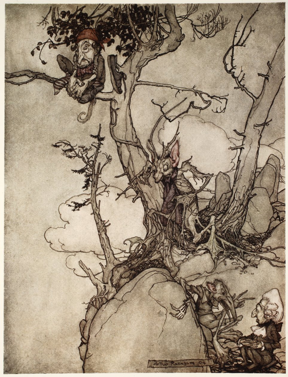 Die Kaatsberg- oder Catskill-Berge waren schon immer eine Region voller Fabeln., aus Rip Van Winkle von Washington Irving, veröffentlicht 1910 von Arthur Rackham