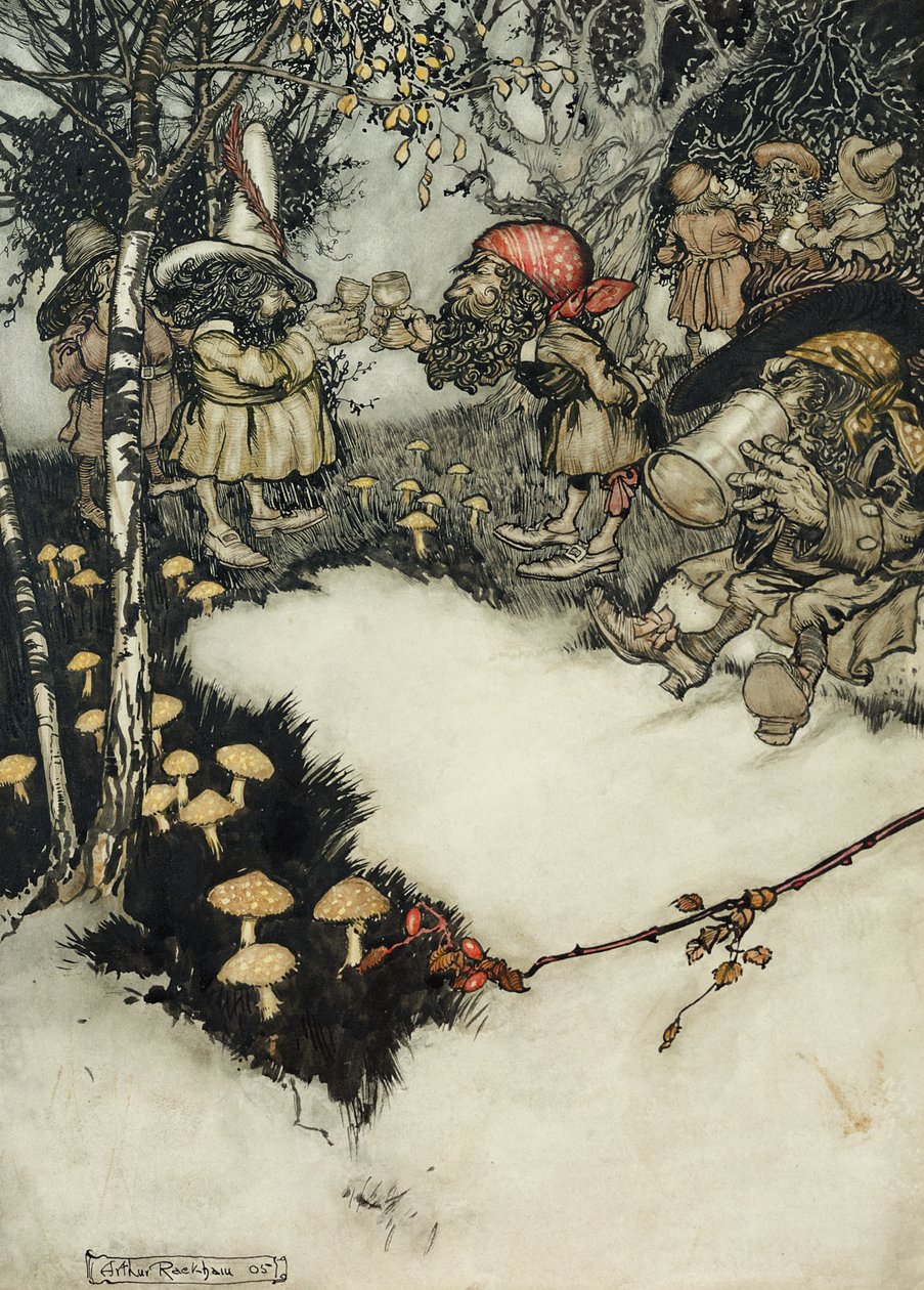 Sie tranken ihr Getränk in tiefem Schweigen, 1905 von Arthur Rackham