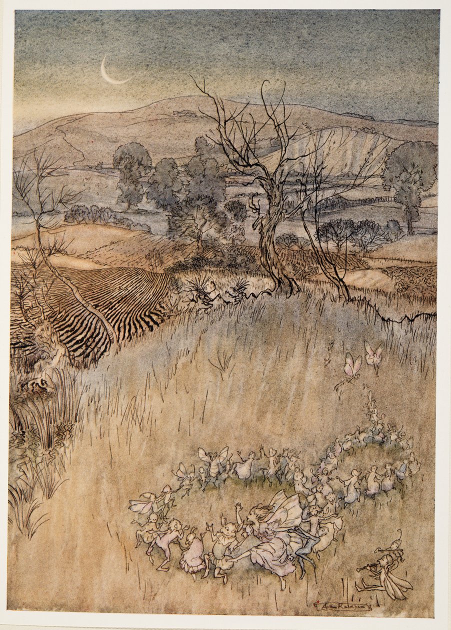 Ihr Halbpuppen, die bei Mondschein die grünen sauren Ringe machen, Illustration aus William Shakespeares Der Sturm, veröffentlicht 1926 von Arthur Rackham