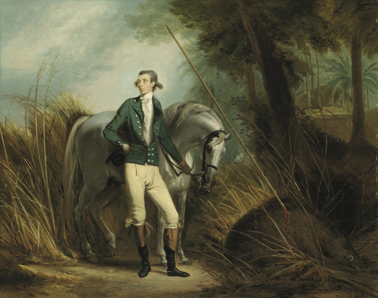 Ein Gentleman auf Wildschweinjagd in einer indischen Landschaft von Arthur William Devis