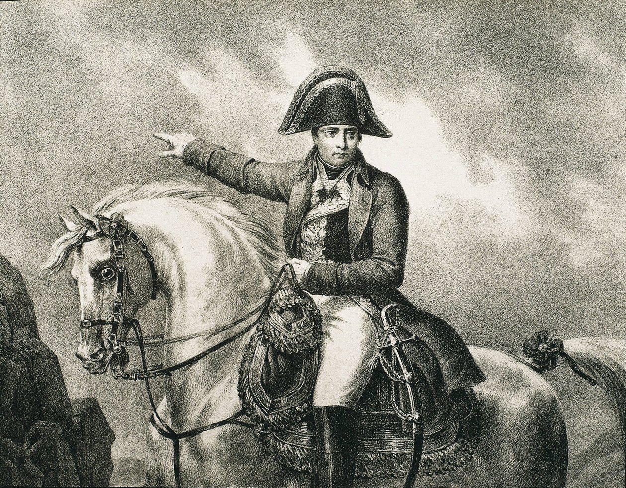 NAPOLEON I Bonaparte (1769-1821). Französischer Militär und Politiker, Kaiser von Frankreich (1804-1815). Detail eines Reiterporträts von Napoleon, inspiriert vom Originalporträt von Joseph Chabord. Gravur von Artist Unknown