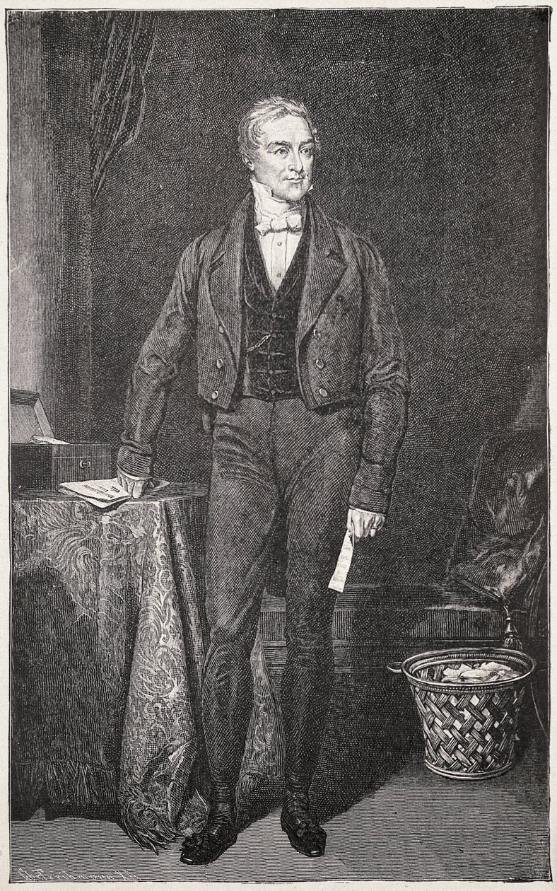 PEEL, Robert (1788-1850). Premierminister des Vereinigten Königreichs (1834-1835 und 1841-1846). Stich für Rafael Ward von Artist Unknown
