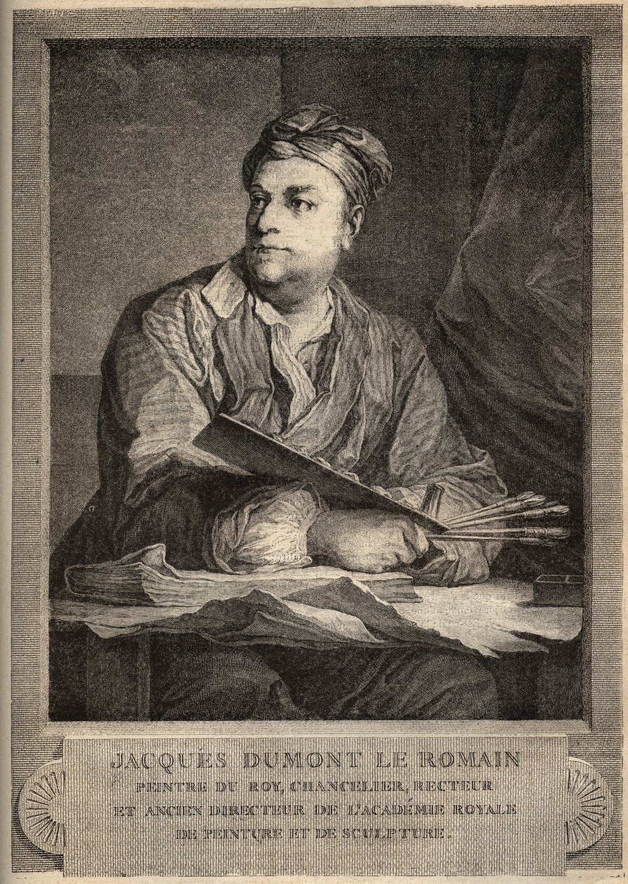 Porträt von Jacques Dumont, dit le Romain (1710-1781) französischer Maler - Gravur von Artist Unknown