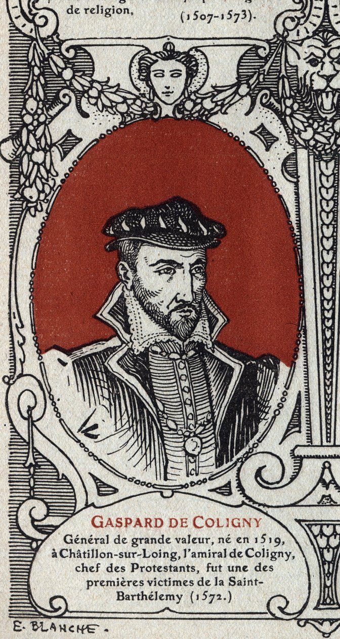 Porträt des französischen Admirals Gaspard de Coligny (Gravur) von Artist Unknown