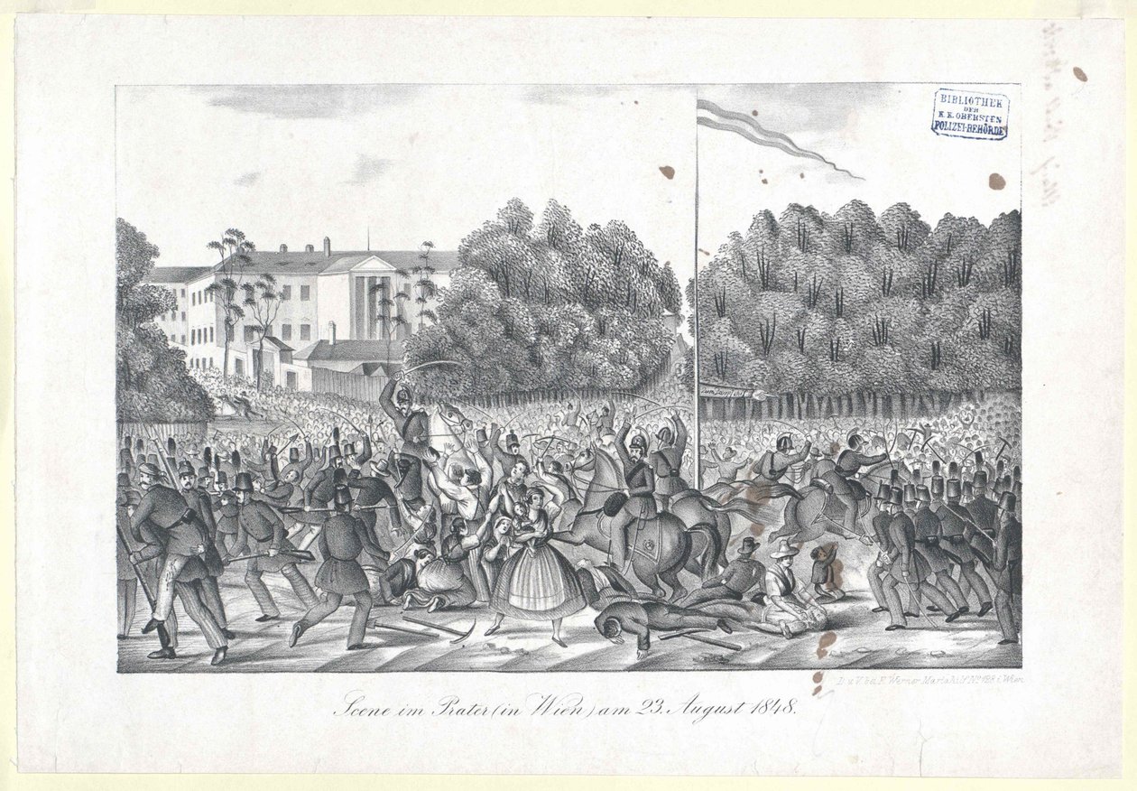 Szene im Prater (in Wien) am 23. August 1848 von Artist Unknown