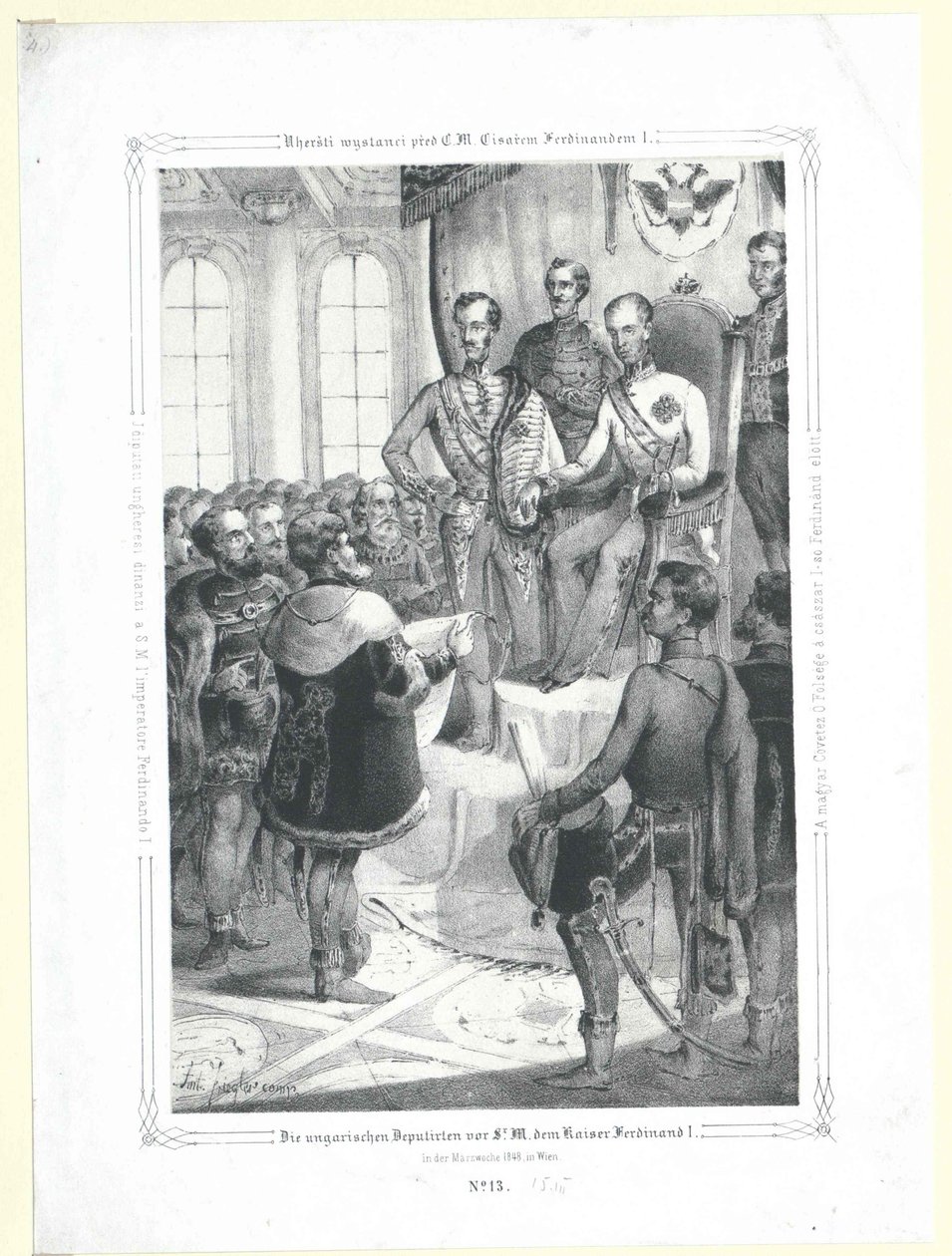 Die ungarischen Abgeordneten vor Seiner Majestät Kaiser Ferdinand I. in der Woche im März 1848 von Artist Unknown