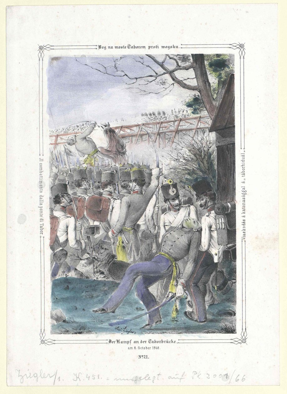 Der Kampf an der Taborbrücke von Artist Unknown
