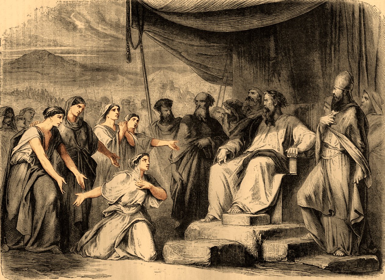 Die Töchter von Zelophehad vor Moses (Druck) von Artist Unknown