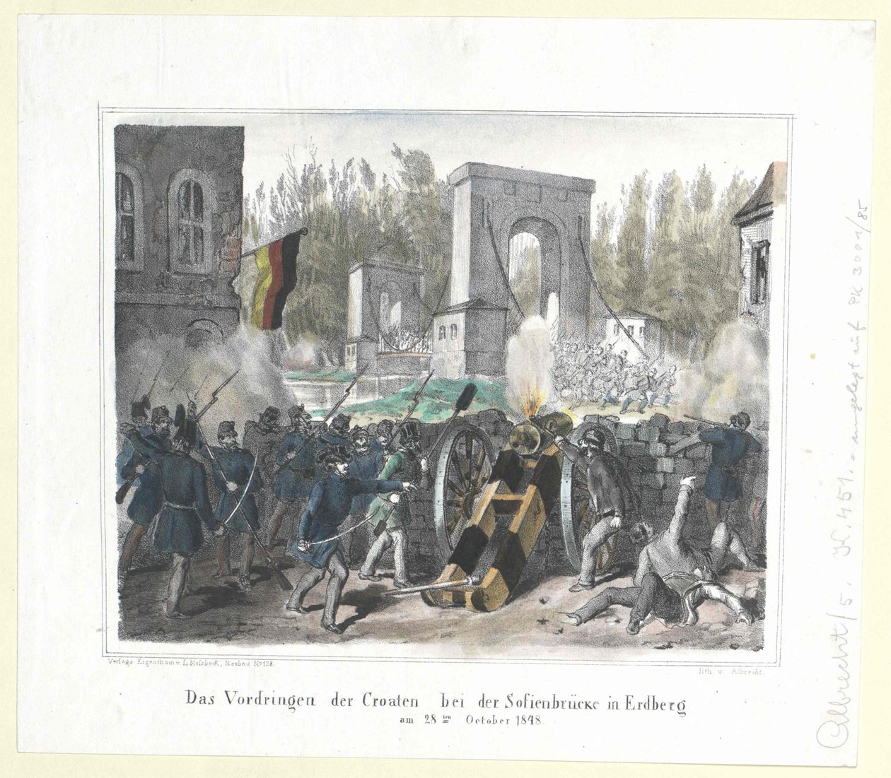 Das Eindringen der Kroaten an der Sofienbrücke in Erdberg am 28. Oktober 1848 von Artist Unknown