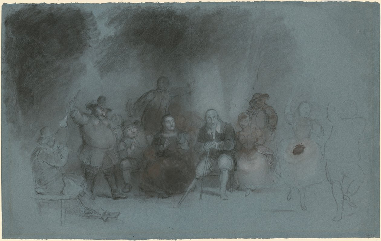 Studie für "Tanz auf der Batterie in Anwesenheit von Peter Stuyvesant" von Asher Brown Durand
