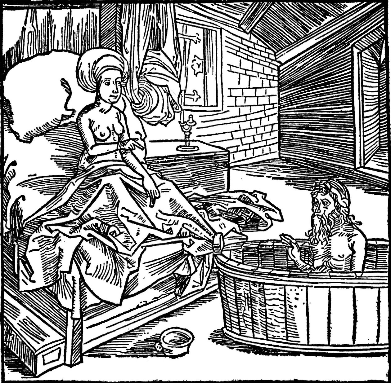 Die Frau und der badende Einsiedler von attributed to Albrecht Dürer