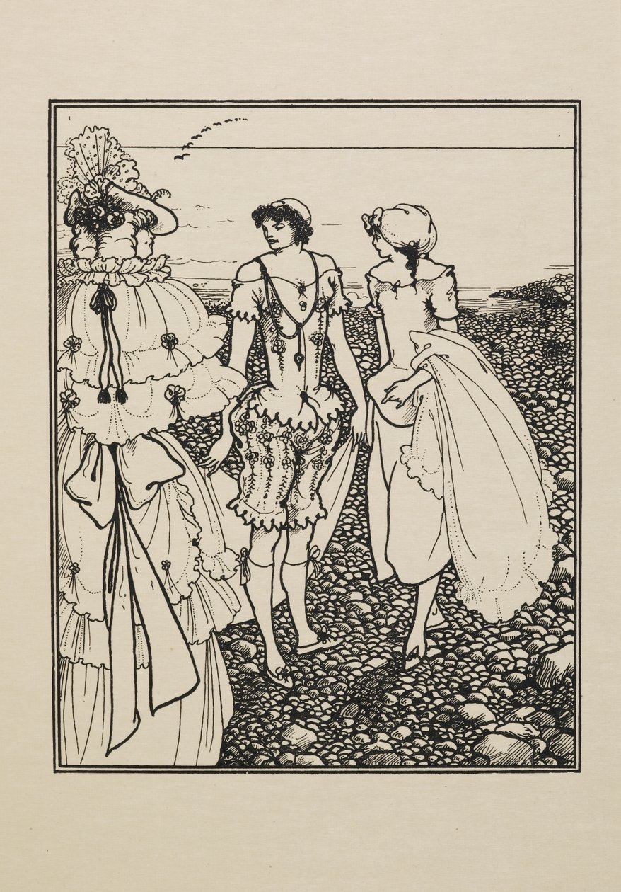 Am Strand von Dieppe (Die Badenden), aus einem Buch mit fünfzig Zeichnungen von Aubrey Beardsley