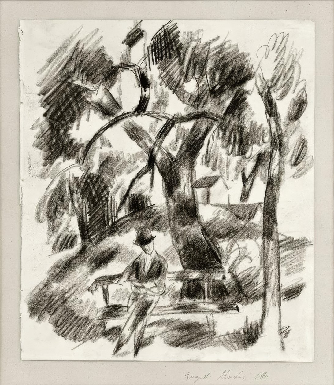 Lesender Mann im Park von August Macke