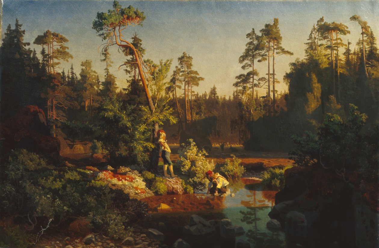 Kleine Jungen im Wald (Hirtenjungen) von August Cappelen