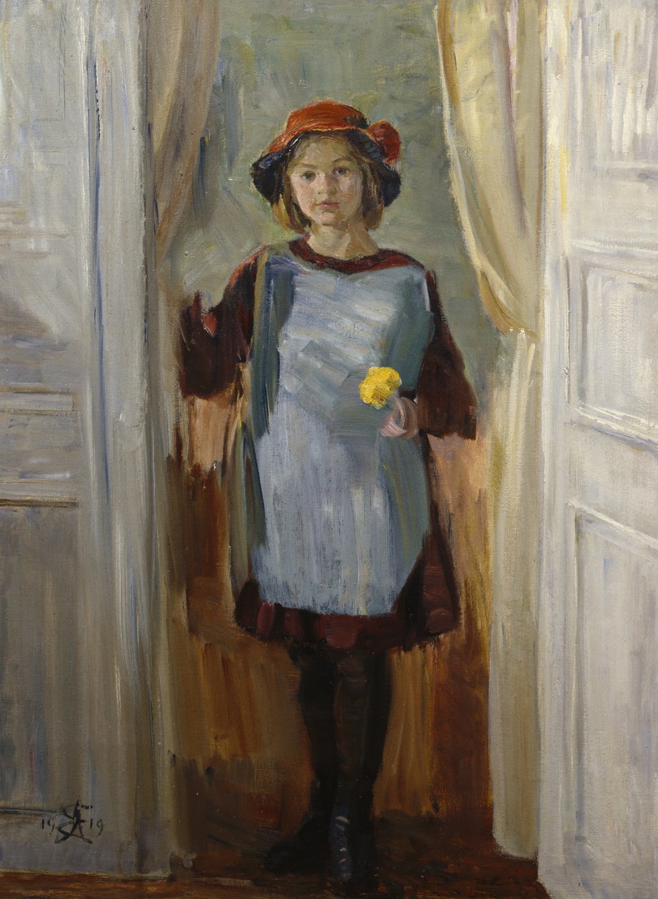 Mädchen in der Tür (Maria Eiebakke) 1918 von August Eiebakke