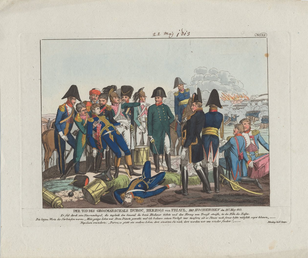 Der Tod von Marschall Duroc in Hochkirchen am 22. Mai 1813 von August Friedrich Andreas Campe