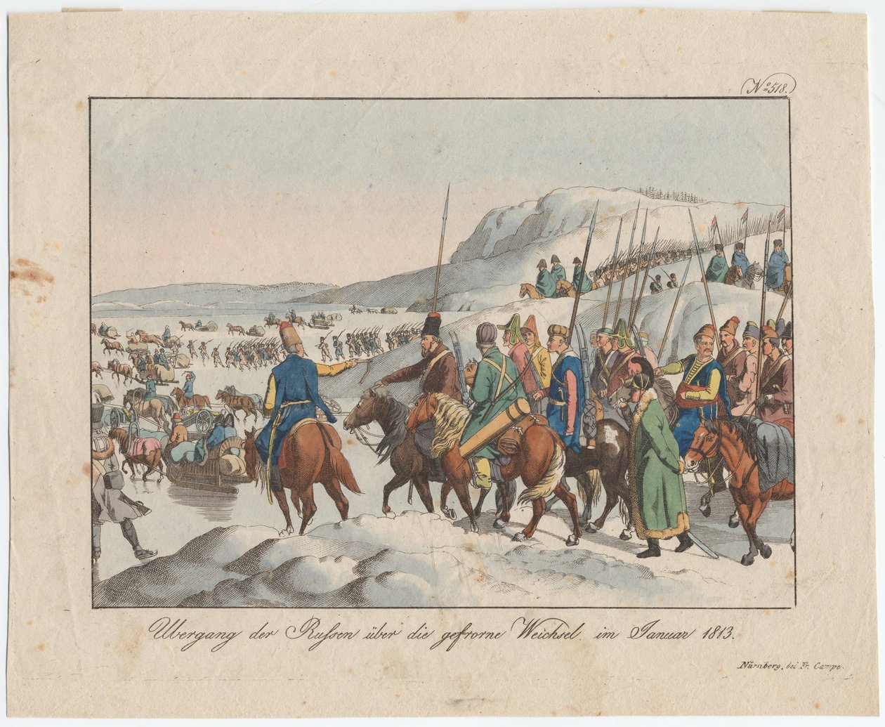 Die russische Armee überquert die Weichsel im Januar 1813, ca. 1815 von August Friedrich Andreas Campe