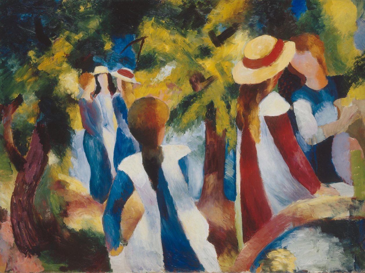 Mädchen unter Bäumen von August Macke