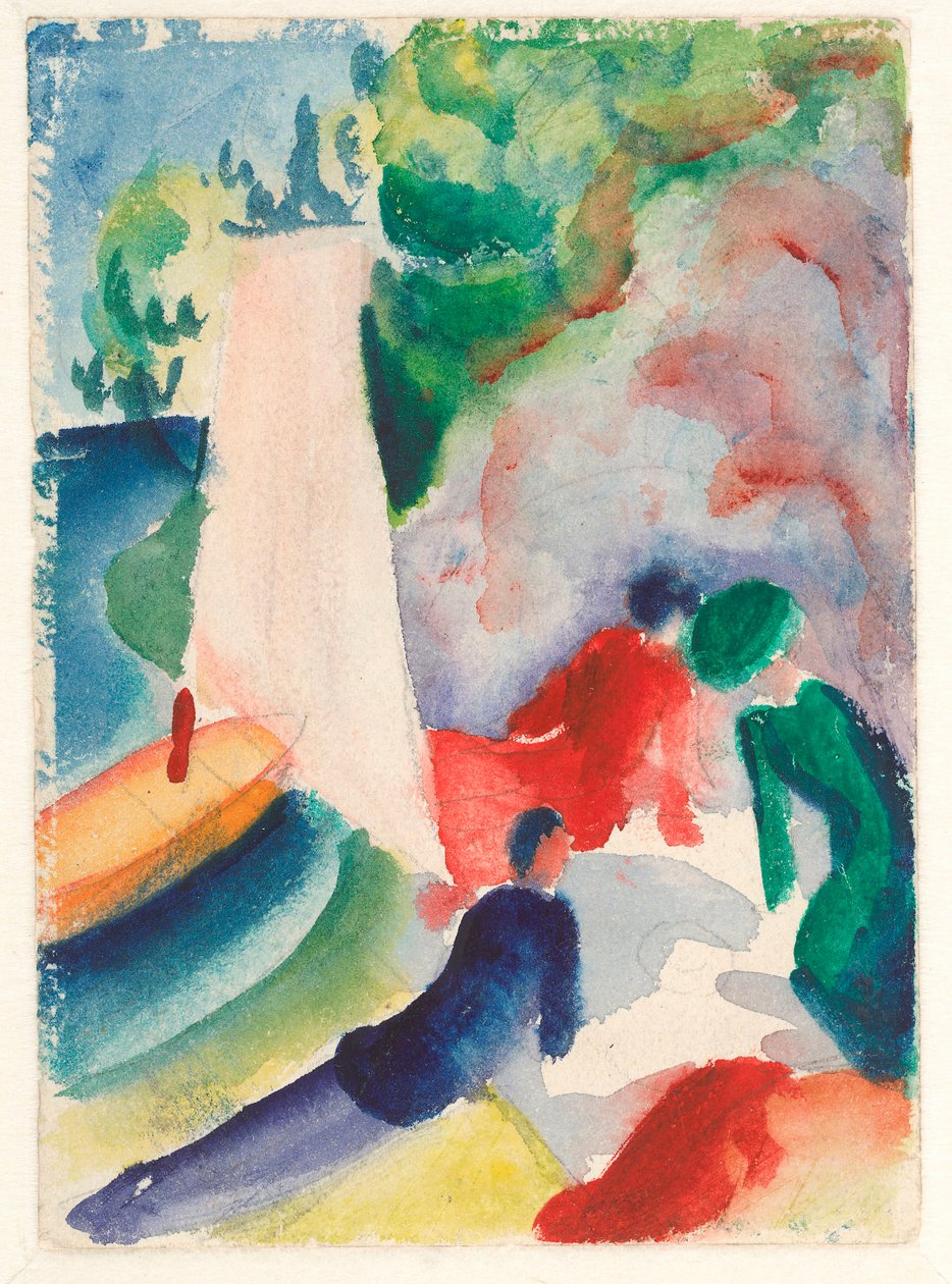 Picknick am Strand (1913) von August Macke