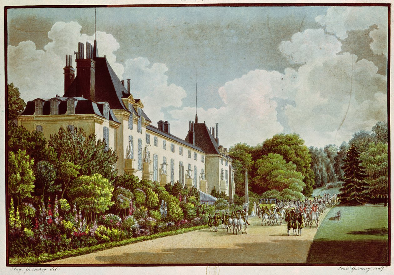 Ansicht des Schlosses Malmaison neben dem Park, aus 