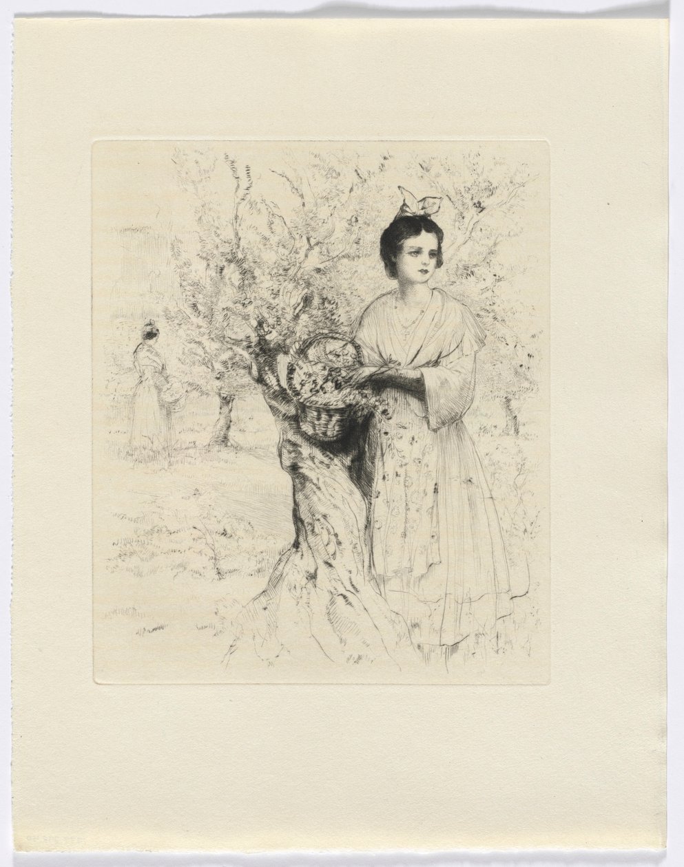 Frédéric Mistral: Mémoires et Recits von Frédéric Mistral: Frau draußen mit einem Korb voller Blumen (Einlage nach S. 192) von Auguste Brouet