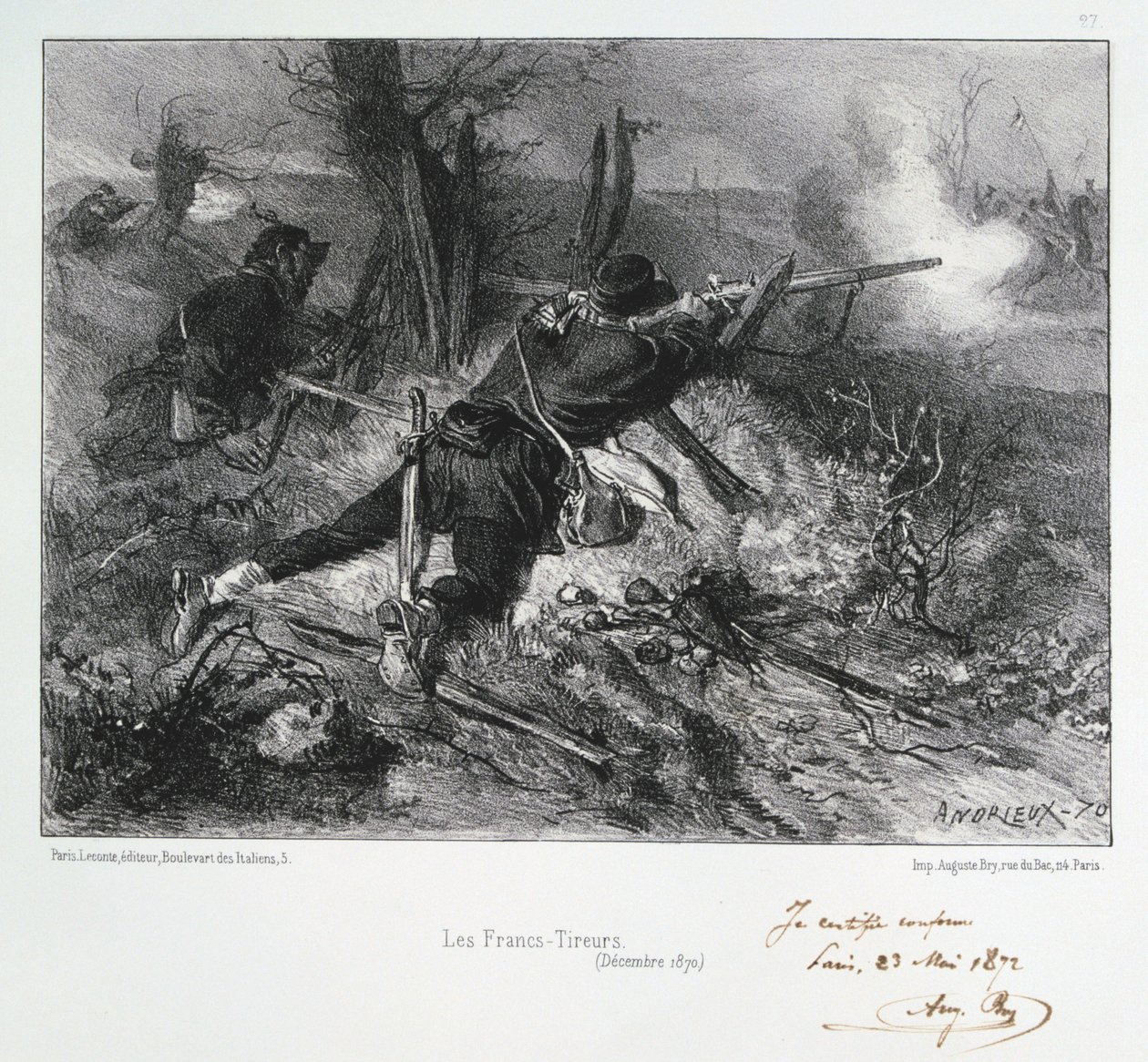 Les Francs-Tireurs, Belagerung von Paris, Deutsch-Französischer Krieg, Dezember 1870 1872 von Auguste Bry