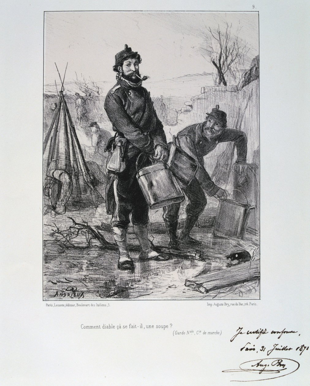 Soldaten der Garde Nationale, Belagerung von Paris, 1870-1871 von Auguste Bry