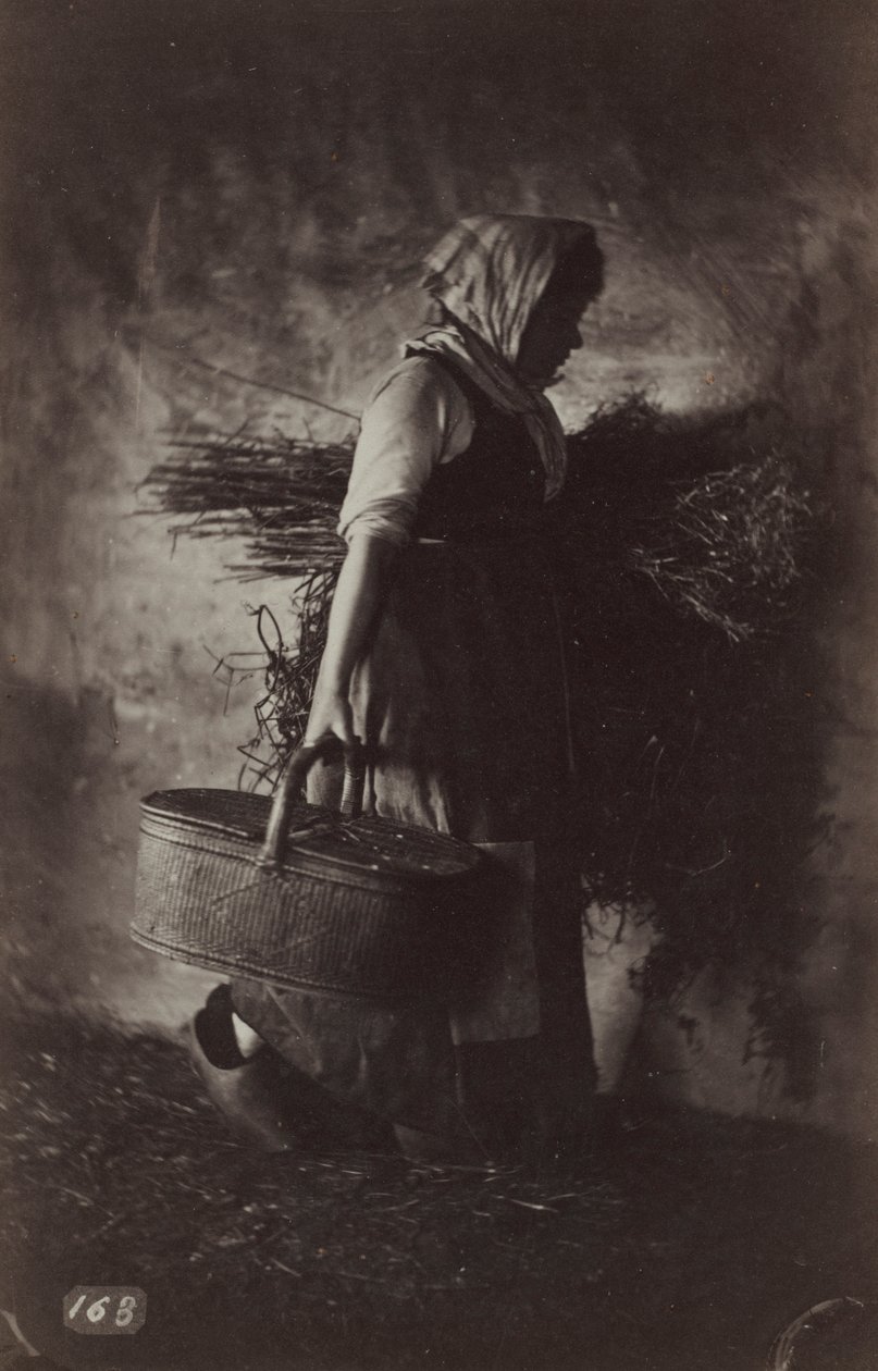 Bäuerin mit einem Korb und Heu, ca. 1870 von Auguste Giraudon