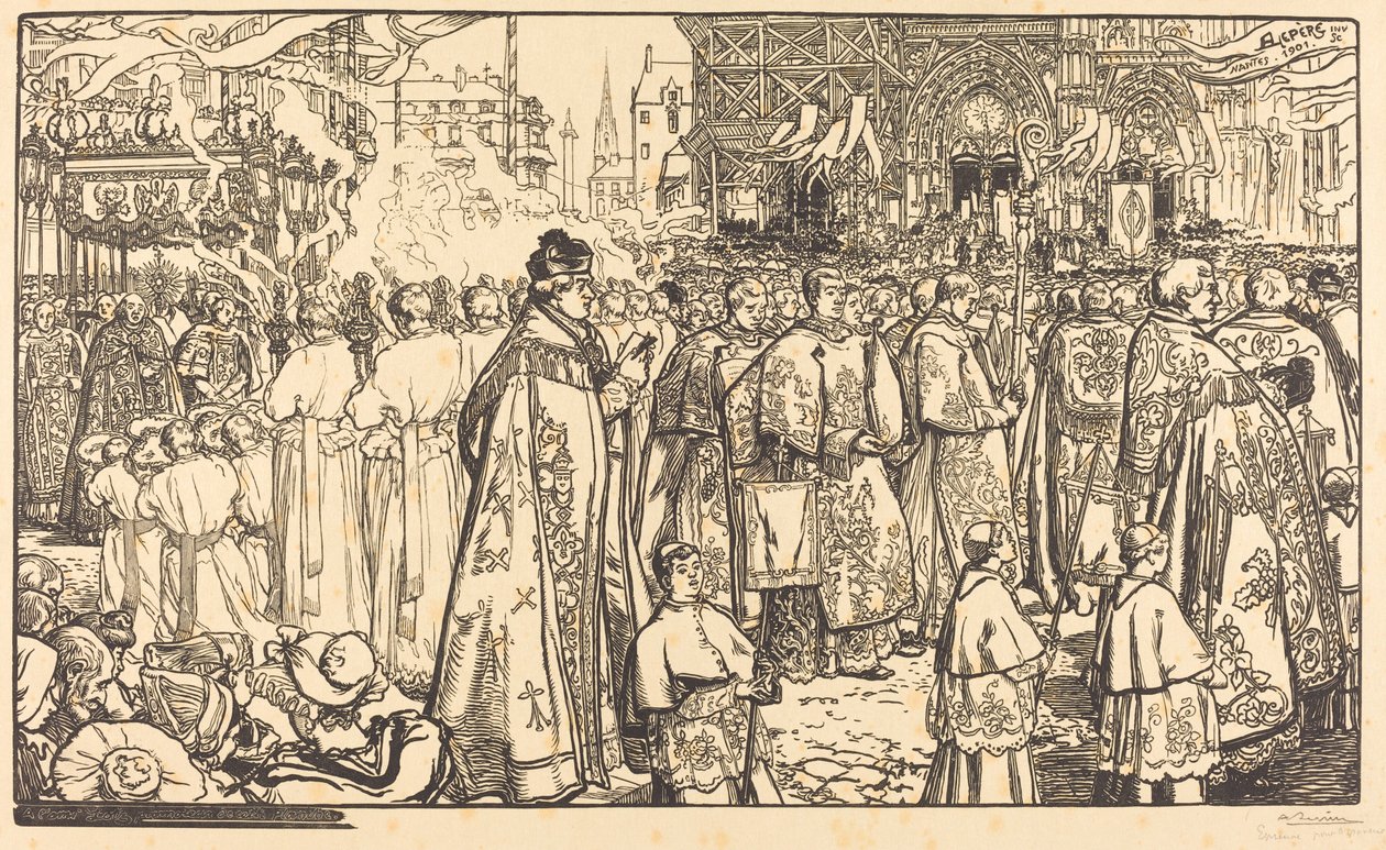 Fronleichnamsprozession in Nantes von Auguste Lepere